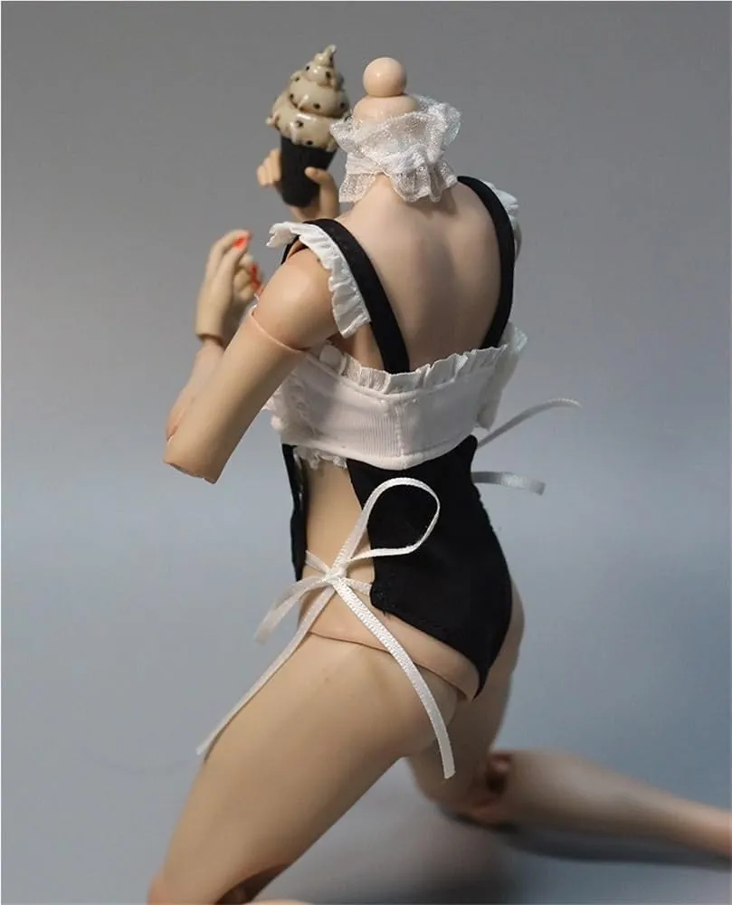 1/6 Scale Female,Figure Doll Clothes Sleeveless Maid Bodysuit Costume for 12" Soldier Action Figure Doll(Black)