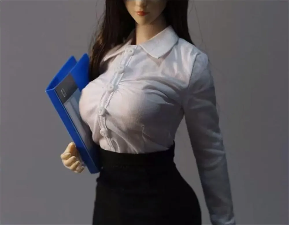 1/6 Scale Female,Figure Doll Clothes Uniform Shirt High Waist Skirt Tie Legging for 12" Soldier Action Figure Doll(Black)