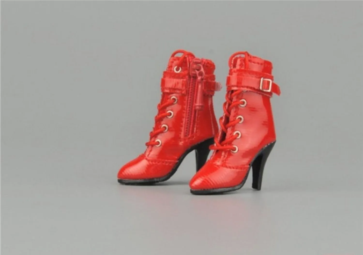 1/6 Scale Figure Doll Clothes High Heels Leather Boots Y08W for 12" Female Action Figure, Flexible Seamless Doll Silicone Body Doll(Red)