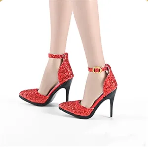 1/6 Scale Soldier Figure Female Shoes for High Heel Shoes for 12 inch Action Figure Doll Miniatures Accessories Doll(Red)