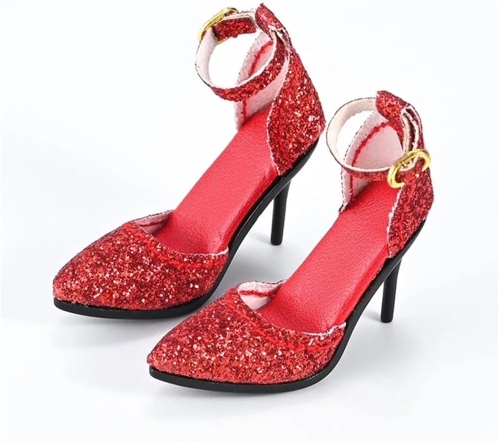 1/6 Scale Soldier Figure Female Shoes for High Heel Shoes for 12 inch Action Figure Doll Miniatures Accessories Doll(Red)