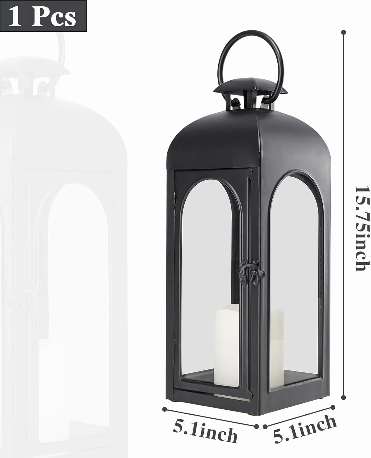 16 Inches Metal and Stainless Steel Glass Decorative Lantern with Electronic Wax Effect - Indoor/Outdoor Decorative Lighting, Handcrafted Aesthetic, Perfect for Home, Parties, and Holiday Decor