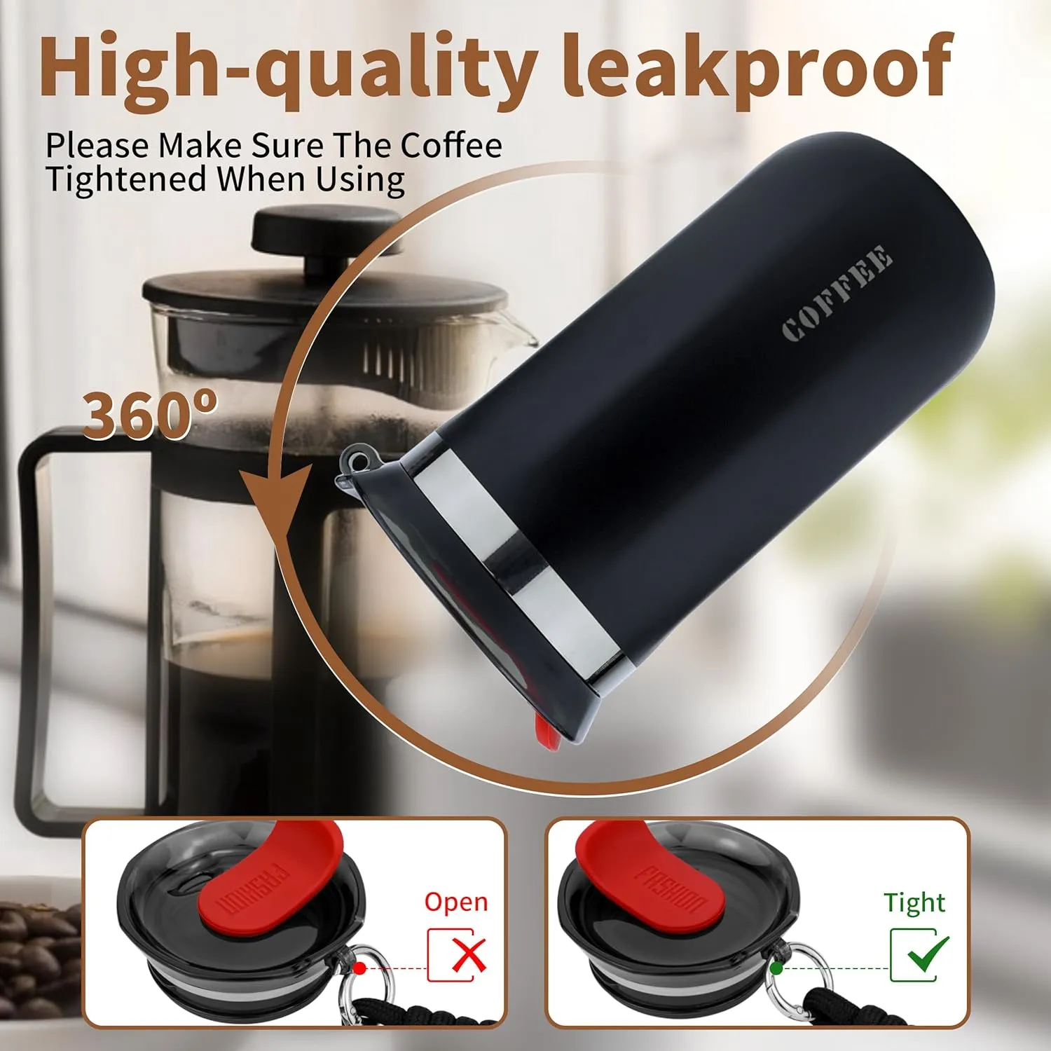 17 Oz Travel Coffee Mug Insulated Reusable Stainless Steel Coffee Cup with Lid Black Spill Proof Reusable Coffee Travel Mug For Hot and Iced Cold Drinks