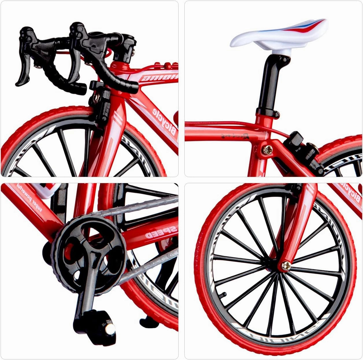 1:10 Scale Die-Cast Alloy Mini BMX Mountain Bike Finger Bicycle Model Toy Desktop Decoration Crafts for Cycling Lovers Bike Racers Athletes Children Boys and Girls (Red)