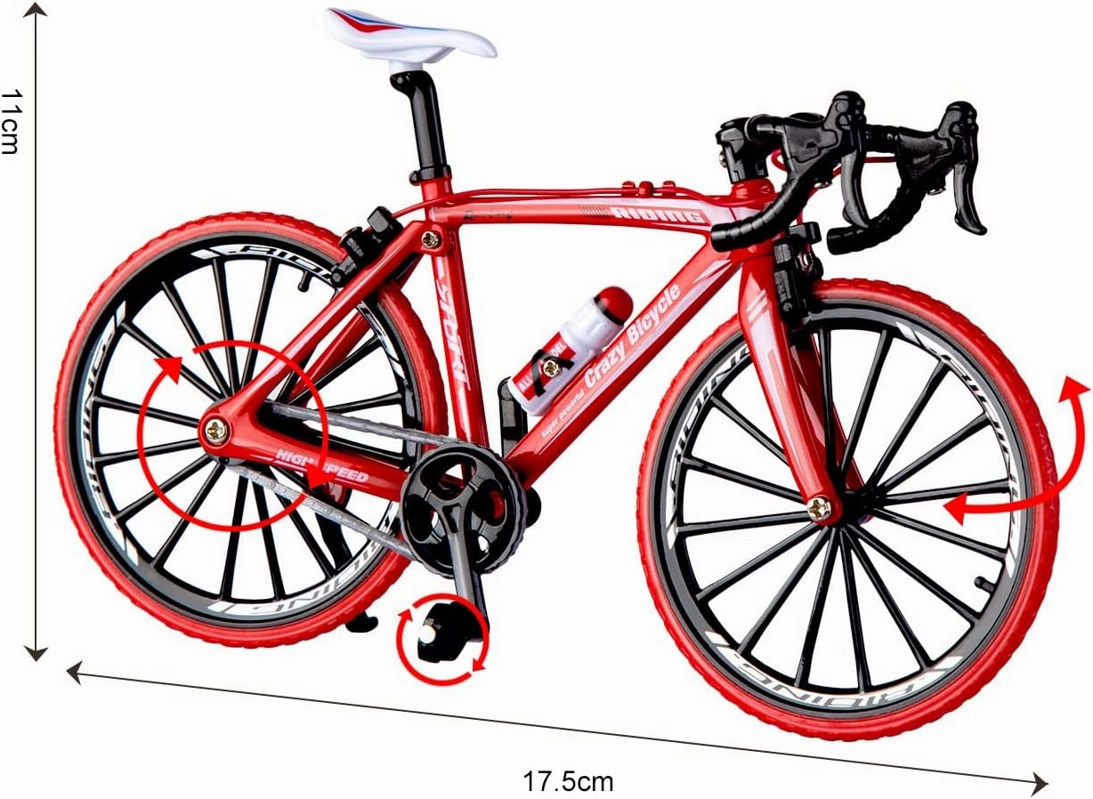 1:10 Scale Die-Cast Alloy Mini BMX Mountain Bike Finger Bicycle Model Toy Desktop Decoration Crafts for Cycling Lovers Bike Racers Athletes Children Boys and Girls (Red)