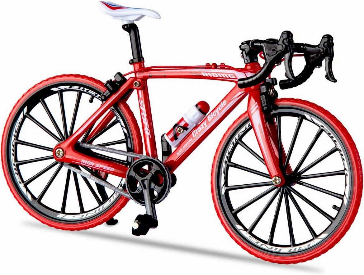 1:10 Scale Die-Cast Alloy Mini BMX Mountain Bike Finger Bicycle Model Toy Desktop Decoration Crafts for Cycling Lovers Bike Racers Athletes Children Boys and Girls (Red)