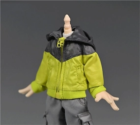 1/12 Scale Male/Female Soldier Model Figure Doll Clothes Outdoor Hooded Windbreaker Jacket for 6 Inch Movable Doll Action Figure Accessories Doll(Green)