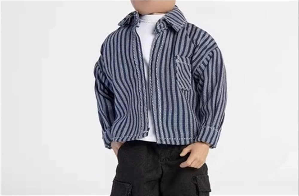 1/12 Scale Male Soldier Model Figure Doll Long Sleeve Shirt Striped Work Jacket for 6 inch Action Figure Doll Clothes Doll