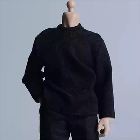1/12 Scale Male Soldier Model Figure Doll Long Sleeved T-Shirt Casual Shirt Clothes for 6 Inch Action Figure Doll Clothes Doll(Black)