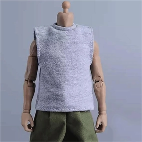 1/12 Scale Male Soldier Model Figure Doll Sleeveless Vest Round Neck T-Shirt Clothes for 6 inch Action Figure Doll Clothes Doll(Gray)