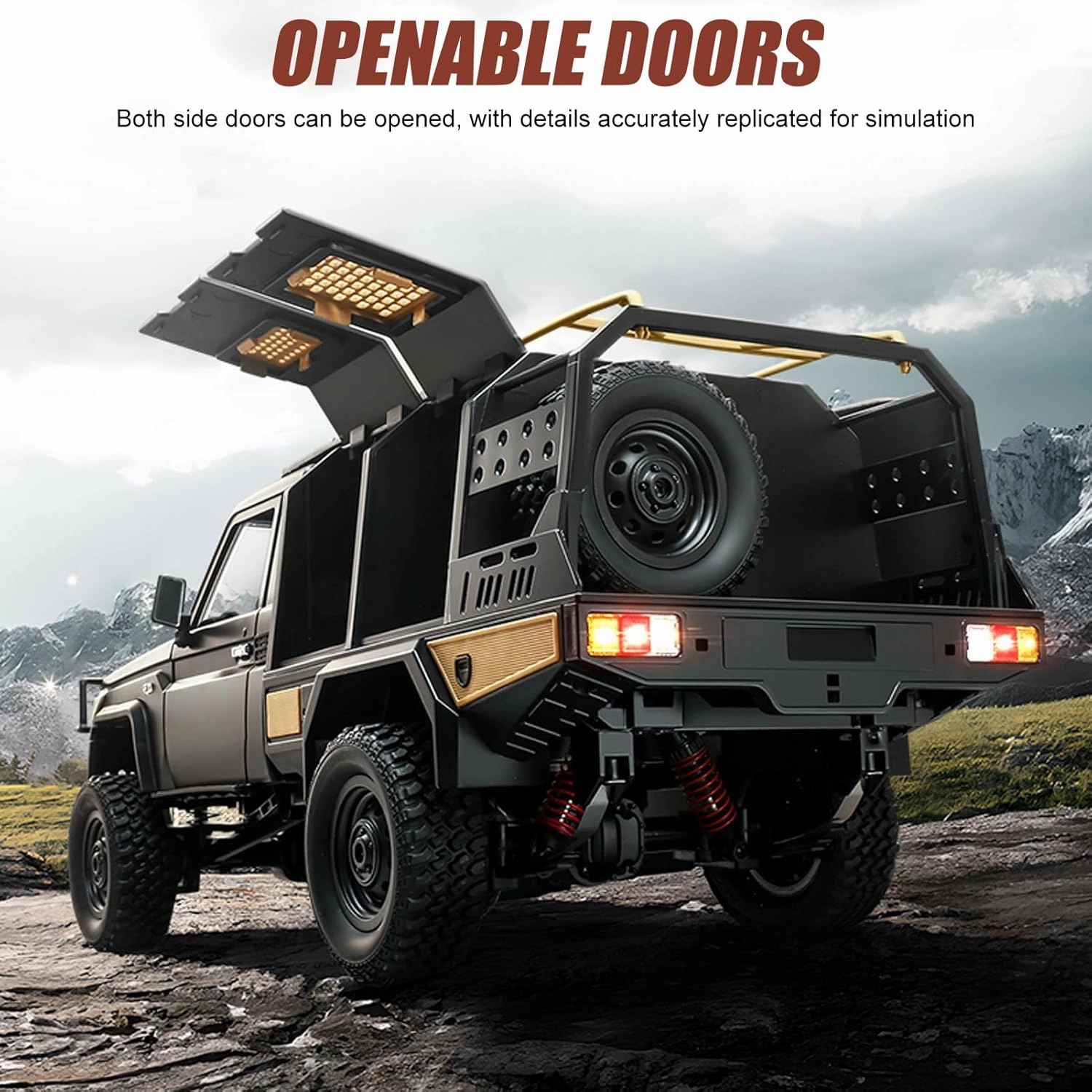 1/12 Scale RC Crawler, MN-82S Remote Control Car, 2.4GHz 4WD Off Road Rock Crawler Vehicle with Lights, DIY Land Cruiser Pickup Truck Toy for Adults Kids