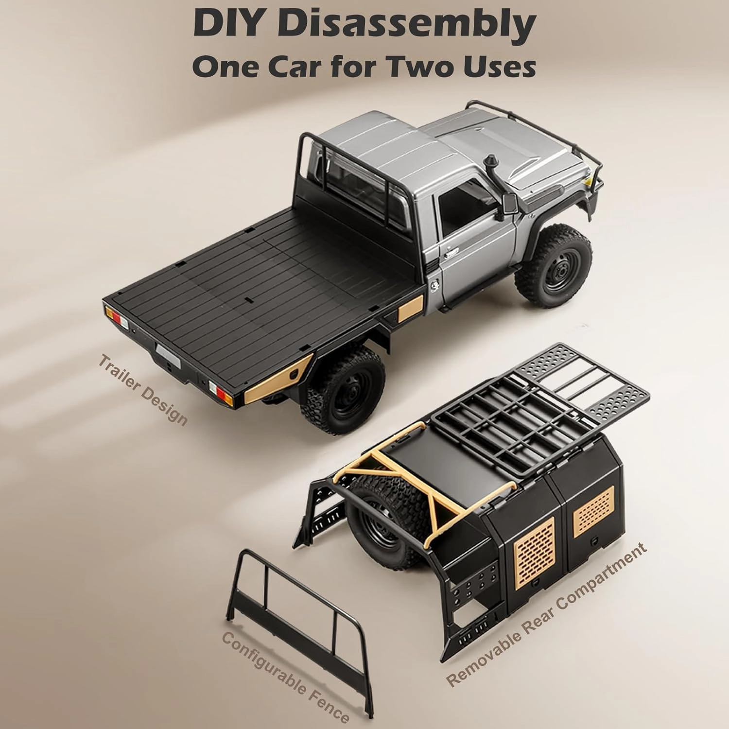 1/12 Scale RC Crawler, MN-82S Remote Control Car, 2.4GHz 4WD Off Road Rock Crawler Vehicle with Lights, DIY Land Cruiser Pickup Truck Toy for Adults Kids