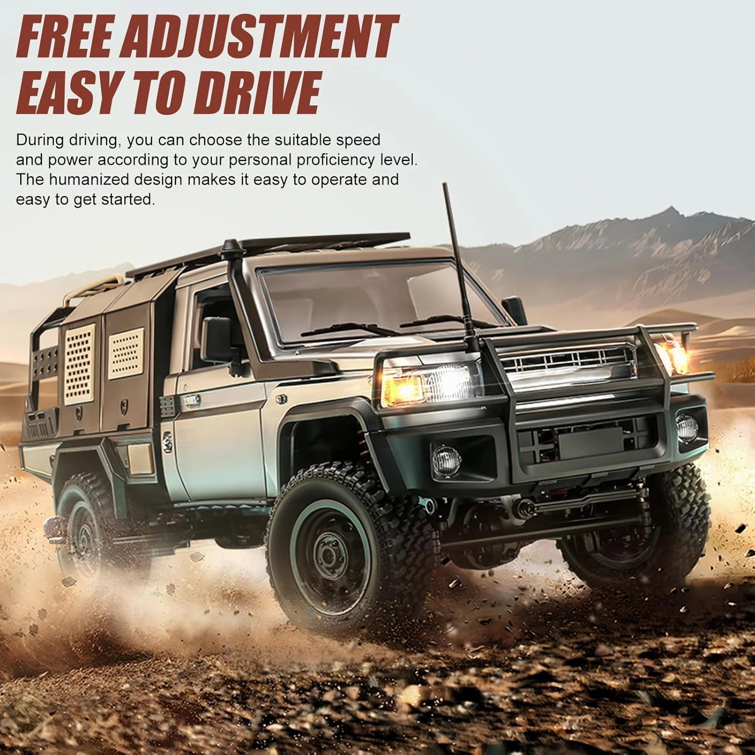 1/12 Scale RC Crawler, MN-82S Remote Control Car, 2.4GHz 4WD Off Road Rock Crawler Vehicle with Lights, DIY Land Cruiser Pickup Truck Toy for Adults Kids