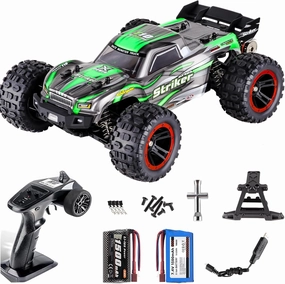 1:14 RC Cars 75 KMH Brushless Remote Control Car 4X4 Fast RC Truck for Adult Boys 2.4 GHz All Terrains RC Buggy 4WD Off-Road Hobby RC Trucks RC Monster Trucks with 2 Batteries (Green/RTR)