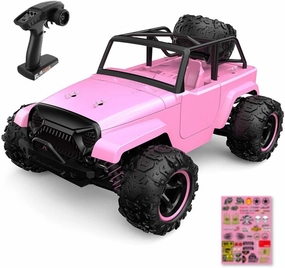 1:18 Pink RC Cars Toys for Boys Girls, 4WD Waterproof 40km/h High Speed Drift Remote Control Car Gifts for Kids 4X4 Off-Road RC Rock Crawler, 2.4GHz All Terrain RC Truck