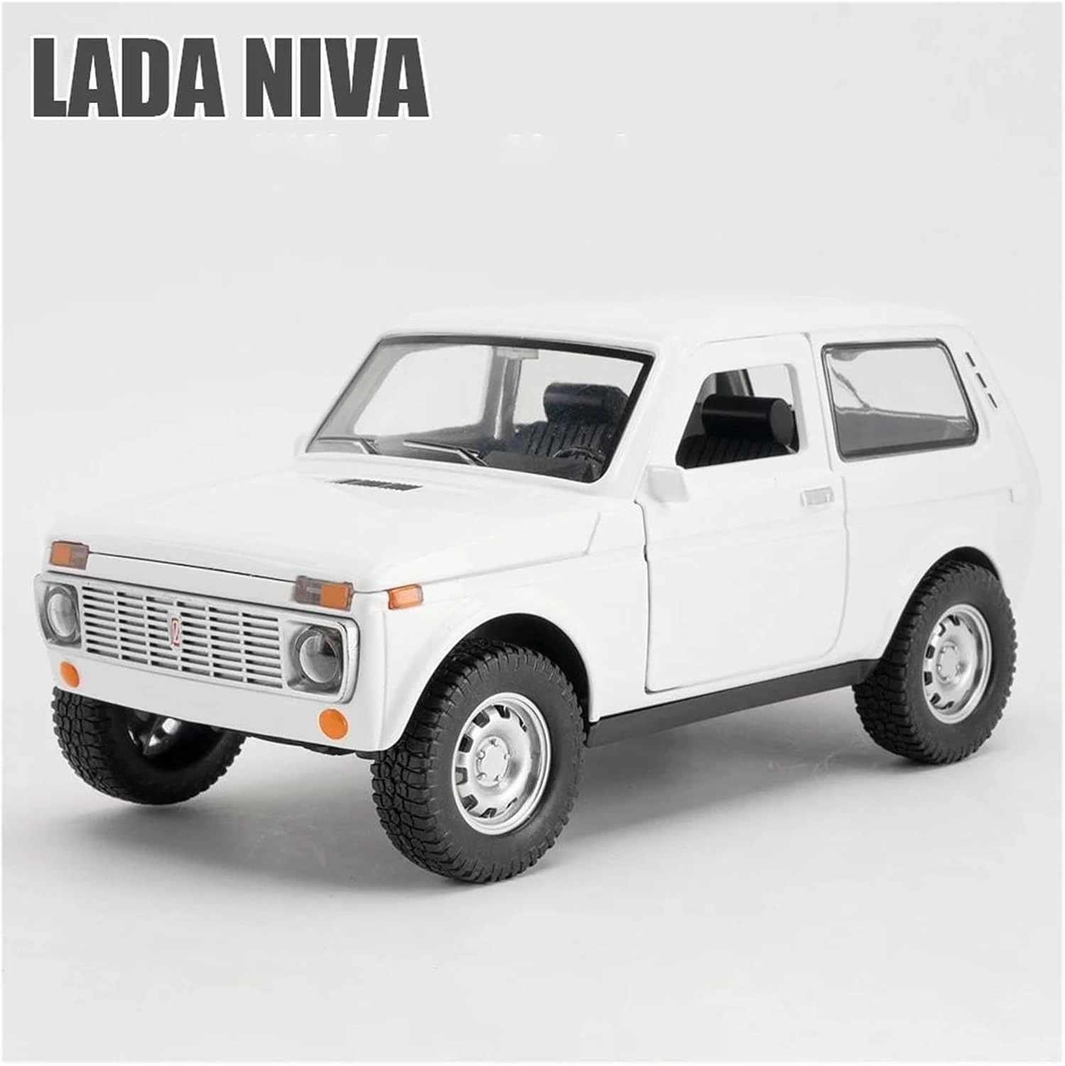 1:20 for Lada NIVA Classic Car Alloy Car Model Diecasts Metal Vehicles Car Model Sound and Light Collections Simulation Vehicle Playset(White)