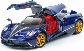 1:24 alloy die-casting metal Pagani car model toys, Pagani Huayra Dinastia Toy with sound and light functions, pull back car, adults and children are suitable for gifts, collectibles. (Blue Pagani)