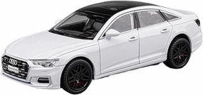 1 24 for Audi A6 Alloy Diecast Toy Vehicles Metal Toy Car Model Sound and Light Car Enthusiasts Collection Toy Simulation Vehicle Playset(White)