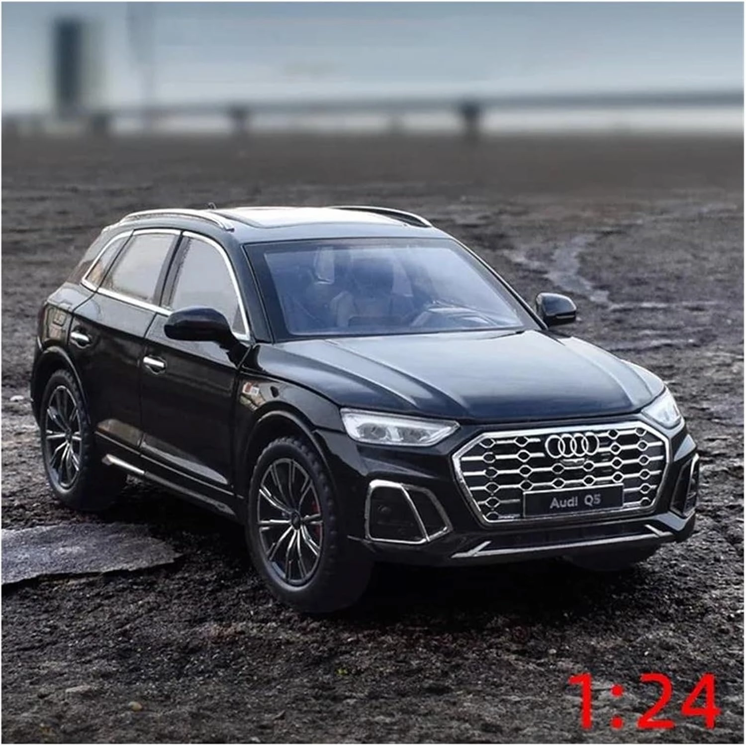 1 24 for Audi Q5 Alloy Model Car SUV Off-Road Diecast Metal Car Collection Boy Toy Car Simulation Pull Back Gift Simulation Vehicle Playset(Black)