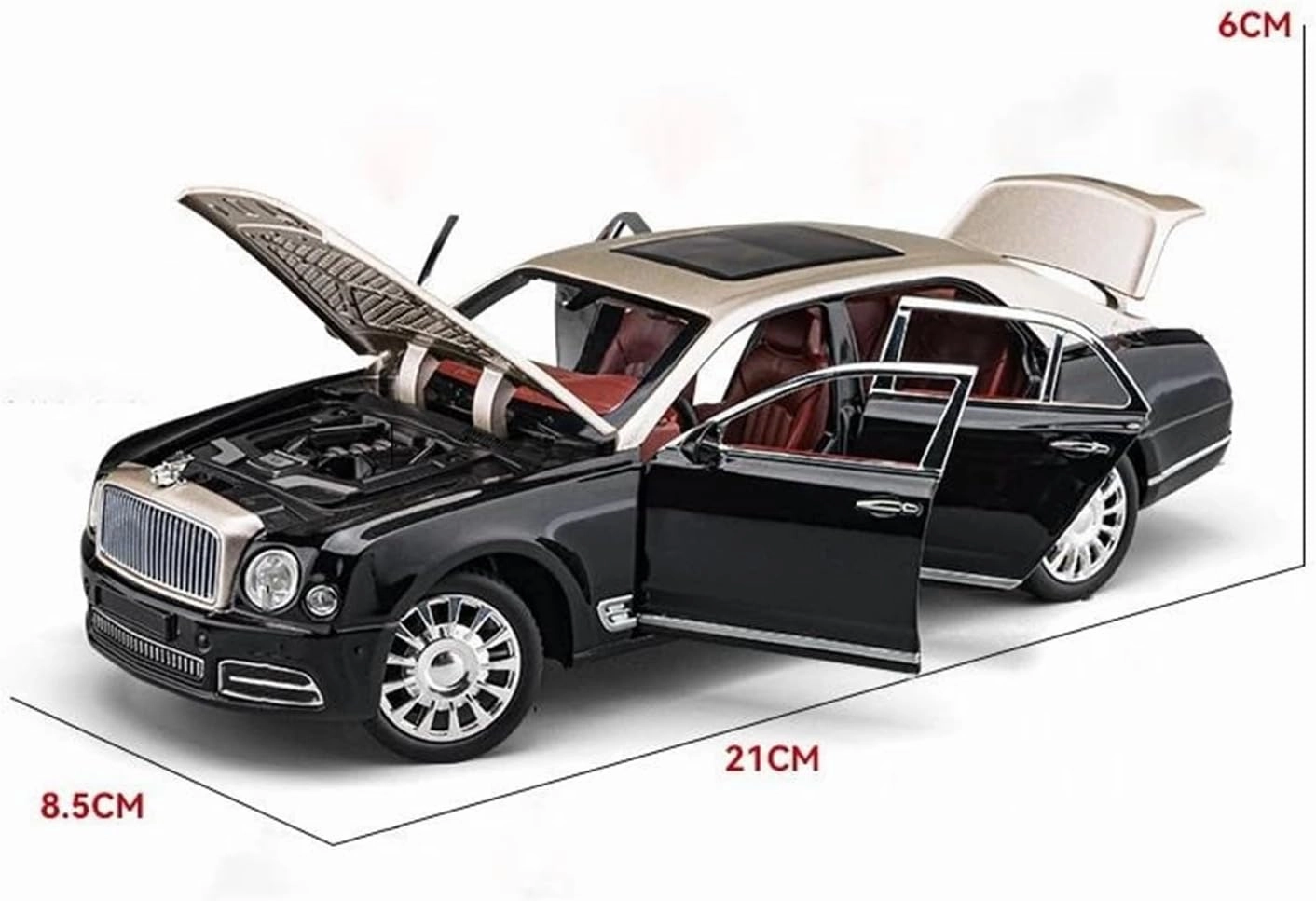 1 24 for Bentley Mulsanne Alloy Car Model Diecast Metal Vehicles Model Sound Light Pull Back Collectible Car Gift Simulation Vehicle Playset(Gold)