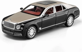 1 24 for Bentley Mulsanne Alloy Car Model Diecast Metal Vehicles Model Sound Light Pull Back Collectible Car Gift Simulation Vehicle Playset(Gold)