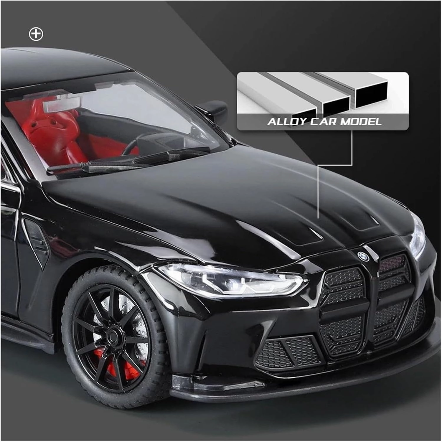 1 24 for BMW M4 IM Supercar Alloy Muscle Car Enthusiasts Model Sound and Light Pull Back Collectibles Birthday Gift Simulation Vehicle Playset(Yellow)