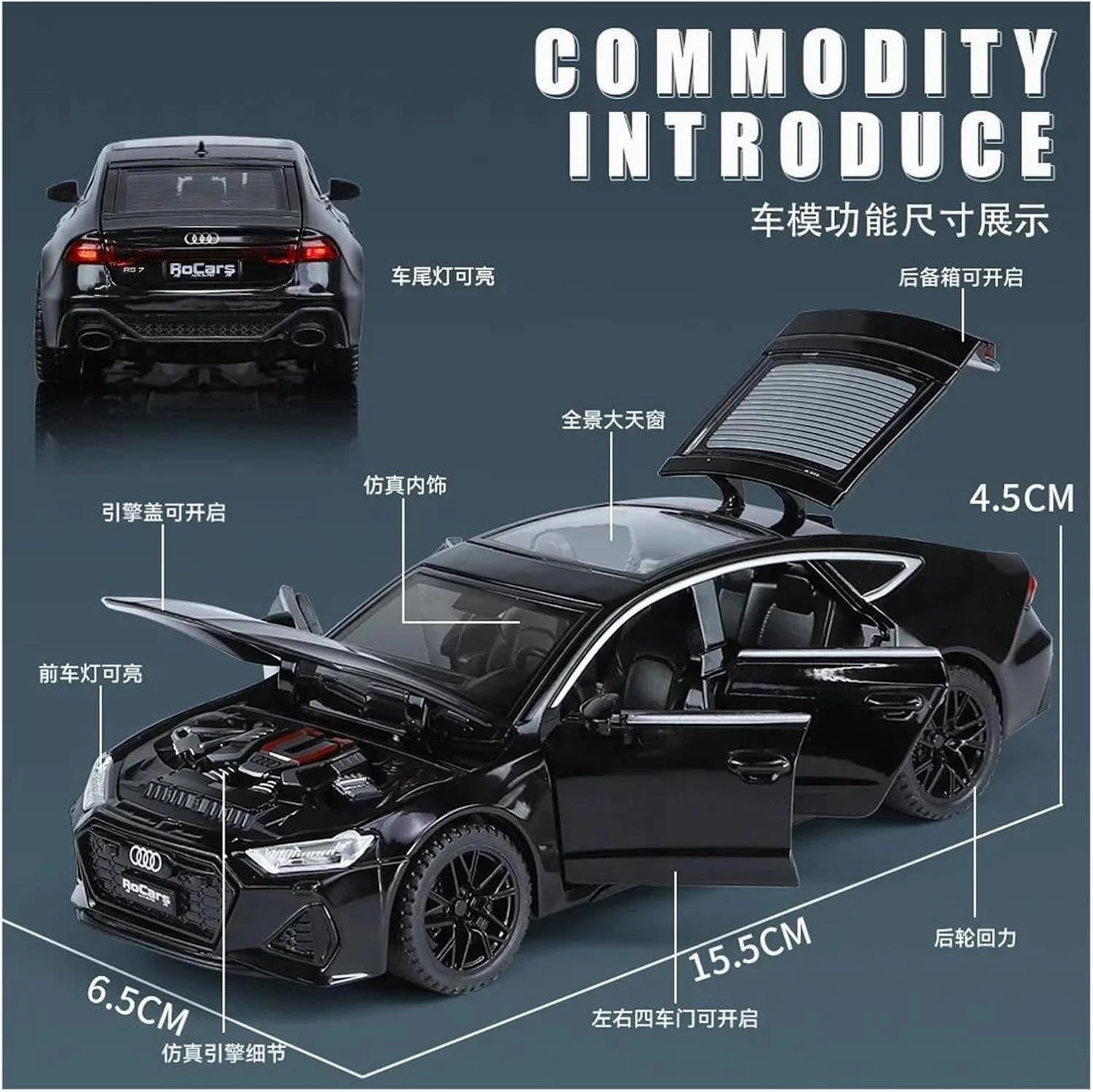 1 32 for Audi RS7 Audi RS7 Sportback Alloy Die Cast Toy Car Model Adults Limited Collections Decorations Scale Vehicles Toys(Red)