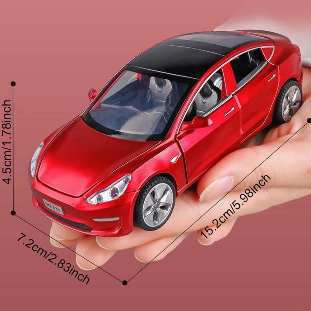 1/32 Model 3 Diecast Car Toy Model 3 Replica, Scale Alloy Model 3 Toy Car Pull Back Model 3 Collectible Model 3 Toy Vehicles, Mini Model 3 Play Car for Kids Birthday Xmas Gift (Red)