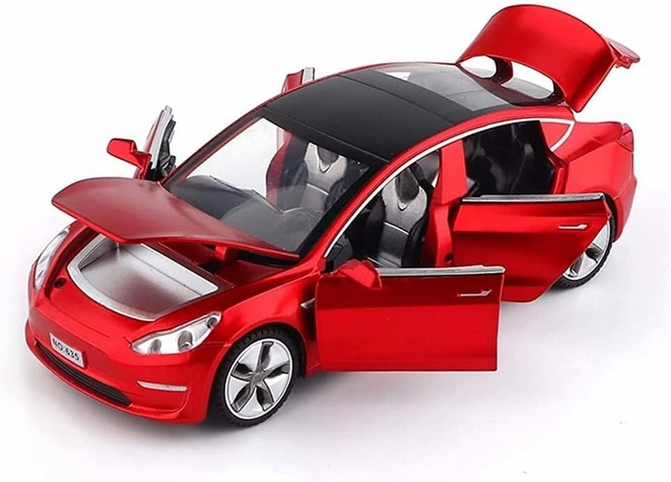 1/32 Model 3 Diecast Car Toy Model 3 Replica, Scale Alloy Model 3 Toy Car Pull Back Model 3 Collectible Model 3 Toy Vehicles, Mini Model 3 Play Car for Kids Birthday Xmas Gift (Red)
