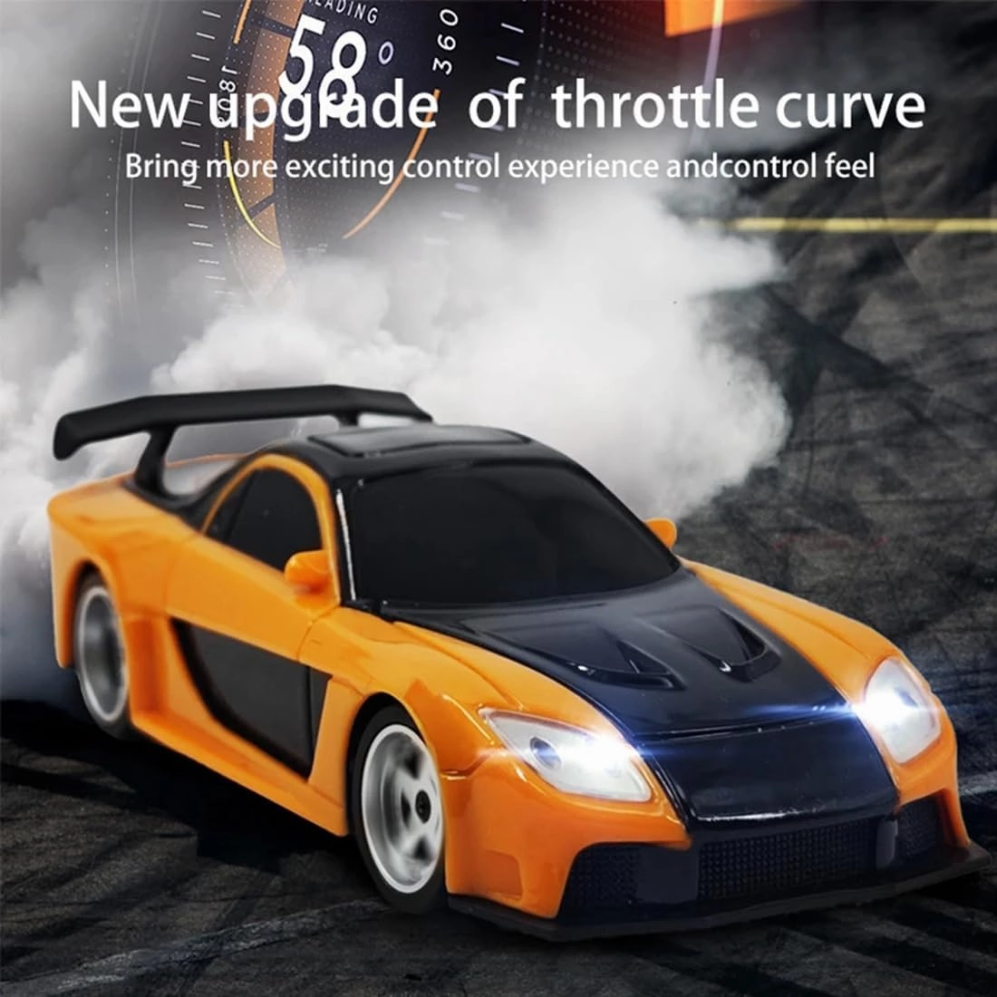 1/43 Mini RC Drift Car, 2.4GHz Full Proportional Electric Racing Drift Car with LED Lights High-Speed 15KM/H Remote Control Vehicle for Adults – RTR/Gyro Version
