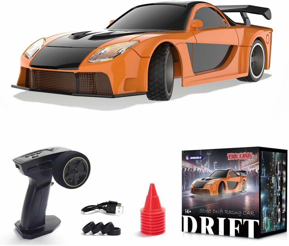 1/43 Mini RC Drift Car, 2.4GHz Full Proportional Electric Racing Drift Car with LED Lights High-Speed 15KM/H Remote Control Vehicle for Adults – RTR/Gyro Version