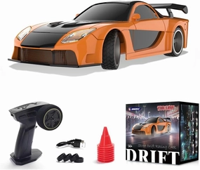 1/43 Mini RC Drift Car, 2.4GHz Full Proportional Electric Racing Drift Car with LED Lights High-Speed 15KM/H Remote Control Vehicle for Adults – RTR/Gyro Version