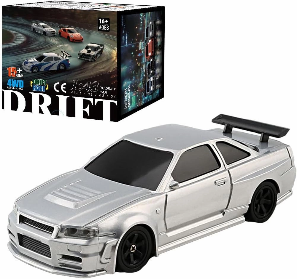 1/43 RC Drift Car Mini RC Car, 2.4G Remote Control Sports Car Remote Control Drift Car for Adults RC Racing Car, RC Electric Car with Lights 4WD RC Vehicle Gifts -RTR, Type 4