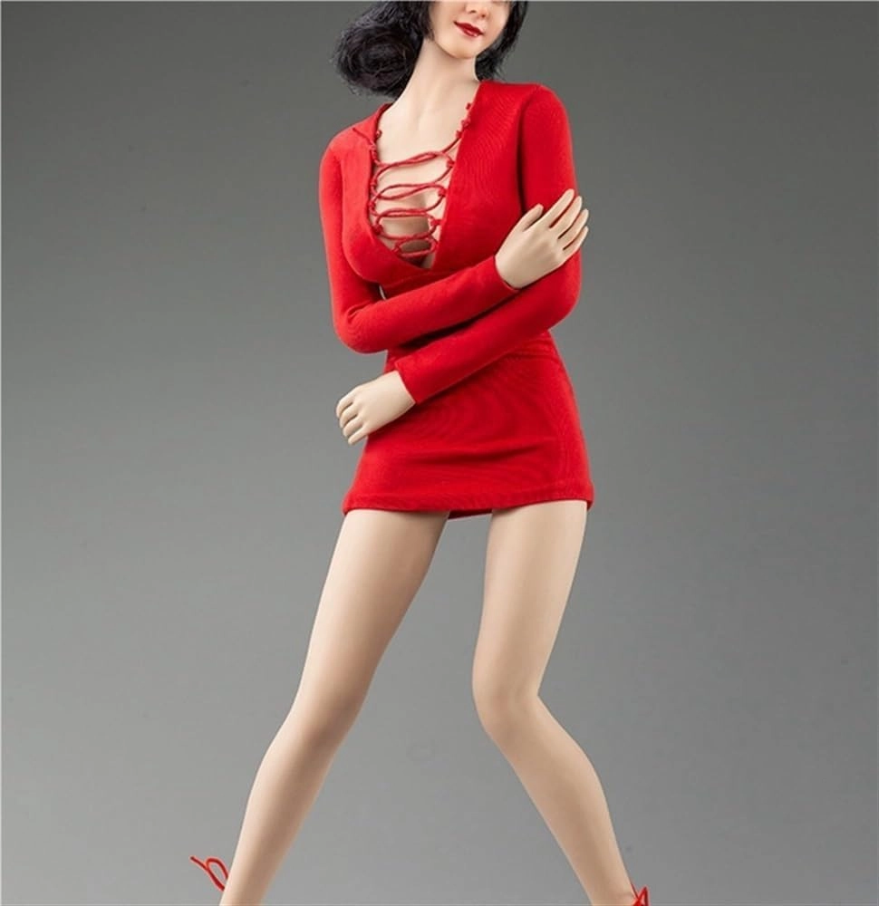 1/6 Scale Female Action Figure Doll Clothes Long Sleeved Lace Up Dress for 12 Inch Joint Flexible Figure Doll Miniatures Accessories Doll