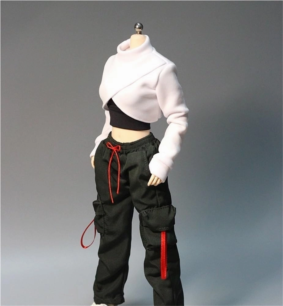 1/6 Scale Female,Figure Doll Clothes Hoodie Shirt Cargo Pants Costume for 12" Female Soldier Action Figure Doll(Black)