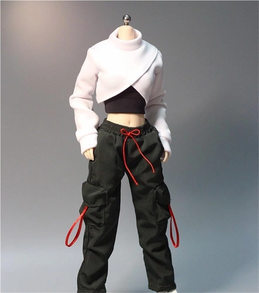 1/6 Scale Female,Figure Doll Clothes Hoodie Shirt Cargo Pants Costume for 12" Female Soldier Action Figure Doll(Black)