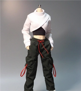 1/6 Scale Female,Figure Doll Clothes Hoodie Shirt Cargo Pants Costume for 12" Female Soldier Action Figure Doll(Black)