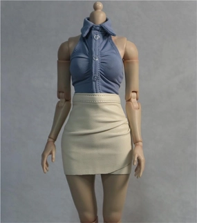 1/6 Scale Female,Figure Doll Clothes Sleeveless Shirt Leather Skirt Costume for 12" Female Soldier Action Figure Doll(White)