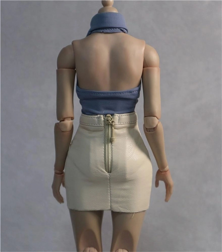 1/6 Scale Female,Figure Doll Clothes Sleeveless Shirt Leather Skirt Costume for 12" Female Soldier Action Figure Doll(White)