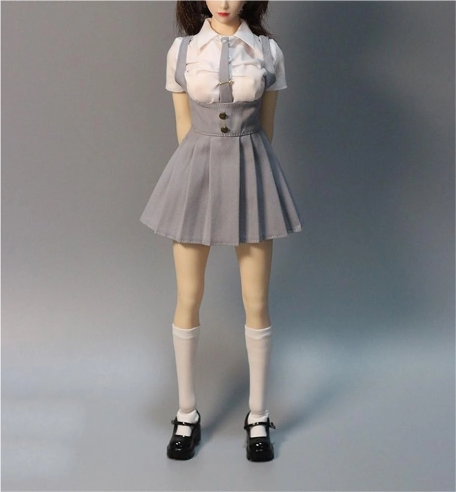 1/6 Scale Female,Figure Doll Clothes Uniform Dress Shirt Tie Socks Shoes for 12" Female Soldier Action Figure Doll(Gray)