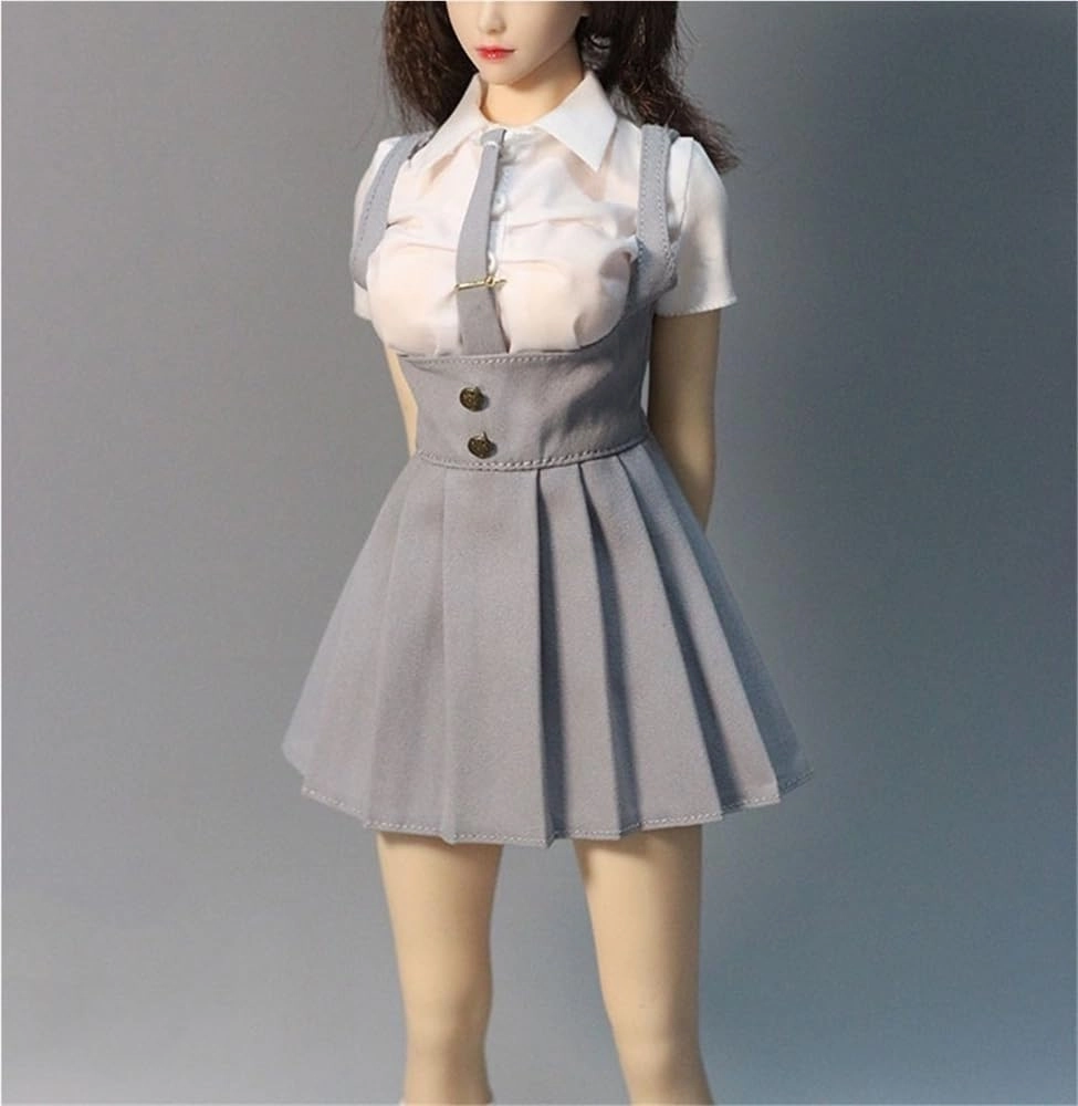 1/6 Scale Female,Figure Doll Clothes Uniform Dress Shirt Tie Socks Shoes for 12" Female Soldier Action Figure Doll(Gray)