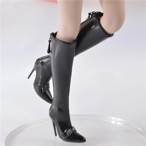 1/6 Scale Female Soldier Model Figure Doll Black High Heeled Boots for 12" Movable Doll Action Figure，Flexible Seamless Doll Miniatures Accessories Doll