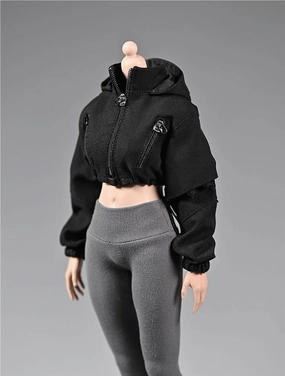 1/6 Scale Female Soldier Model Figure Doll Clothes Black Windbreaker Jacket for 12 Inch Movable Doll Action Figure, Doll Miniatures Accessories Doll