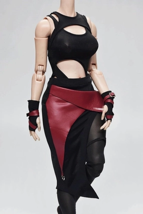 1/6 Scale Female Soldier Model Figure Doll Clothes Swimsuit Leather Skirt Wrist Wraps for 12 Inch Movable Doll Action Figure Miniatures Accessories Doll(Red)
