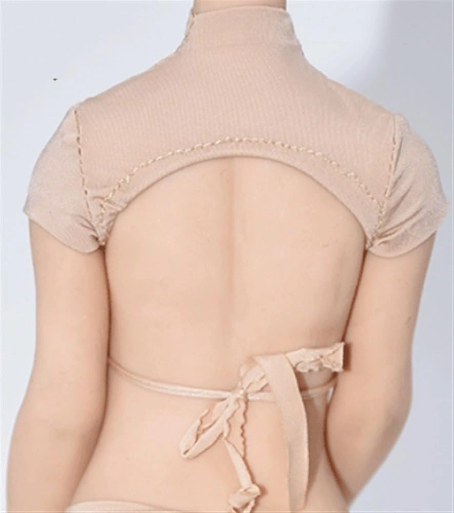 1/6 Scale Female Soldier Model Figure Doll Clothes Tight Fitting Short Sleeved Lace Up T-Shirt for 12 Inch Movable Doll Action Figure Accessories Doll(Beige)