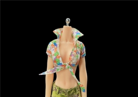 1/6 Scale Female Soldier Model Figure Doll Floral Print Short Sleeve V Neck Shirt Clothes for 12 inch Action Figure Doll Clothes Doll