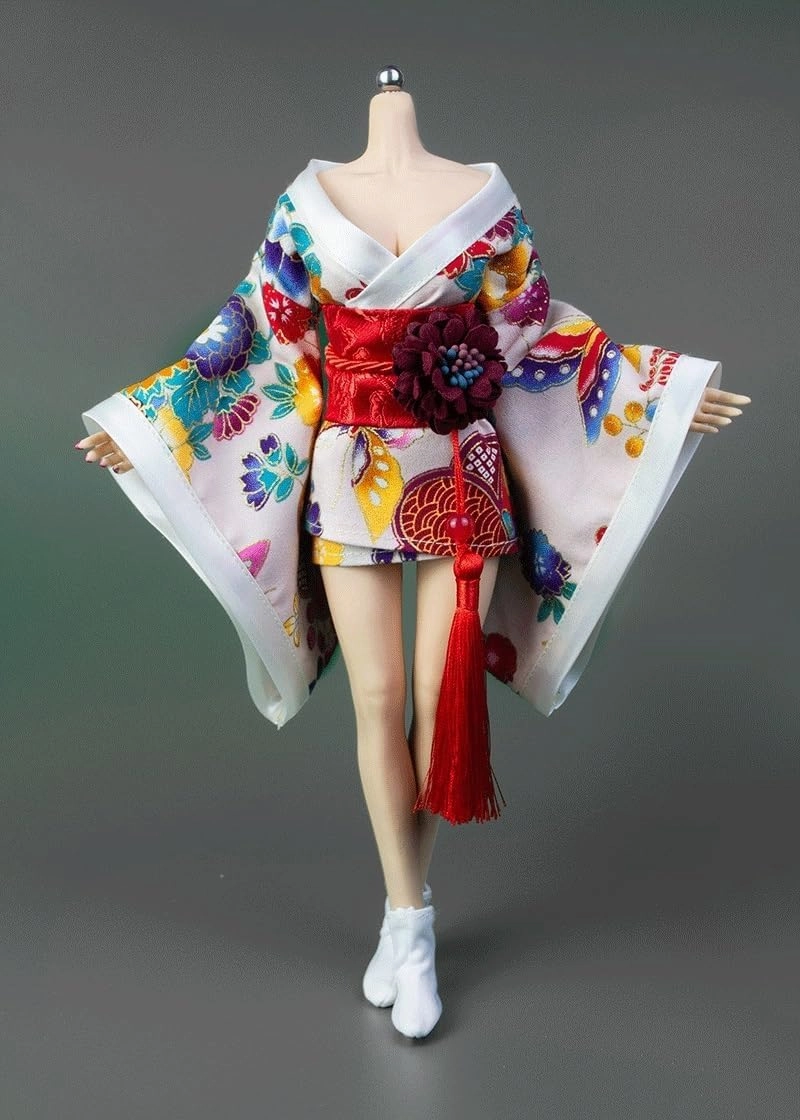 1/6 Scale Female Soldier Model Figure Doll Kimono Floral Print Short Dress Clothes for 12 inch Action Figure Doll Clothes Doll