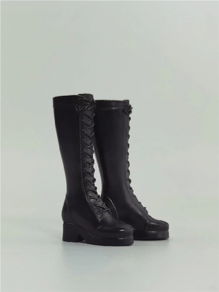 1/6 Scale Female Soldier Model Figure Doll Shoes Knee High Boots Low Heel for 12" Movable Doll Action Figure，Doll Miniatures Accessories Doll(Black)