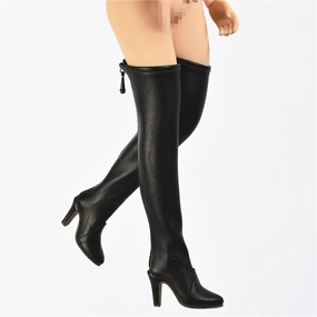 1/6 Scale Female Soldier Model Figure Doll Shoes Leather High Heeled Boots LT3 for 12" Movable Doll Action Figure，Doll Miniatures Accessories Doll(Black)