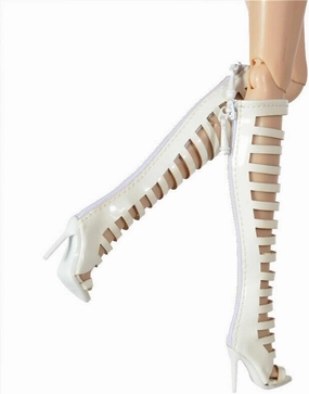 1/6 Scale Female Soldier Model Figure Doll Shoes Long Boots Sandals ER05 for 12" Movable Doll Action Figure，Doll Miniatures Accessories Doll(White)